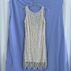 Prelude White Beaded Party Evening Dress - Size 10. Made in India.